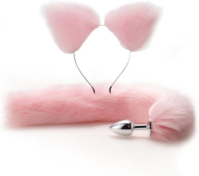 Cute Fox Tail Anal Butt Plug with Faux Silver Fox Tail Butt Plugs with Cat Ears Headband Anal Sex Toys Couples Lover Flirting Libido Stimulation Toys (Color : Black 5 Pieces) - Image 4
