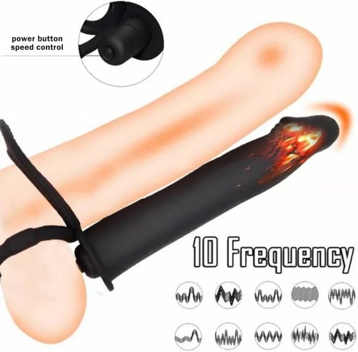 Vibrating Cock Ring with 10 Vibration Mode, Strap On Penis Ring Erection Enhancing Strap-On Dildo Butt Plug Vibrator Couples Double Penetration SM Sex Toys for Men, Adult Male Anal Sex Toy - Image 3