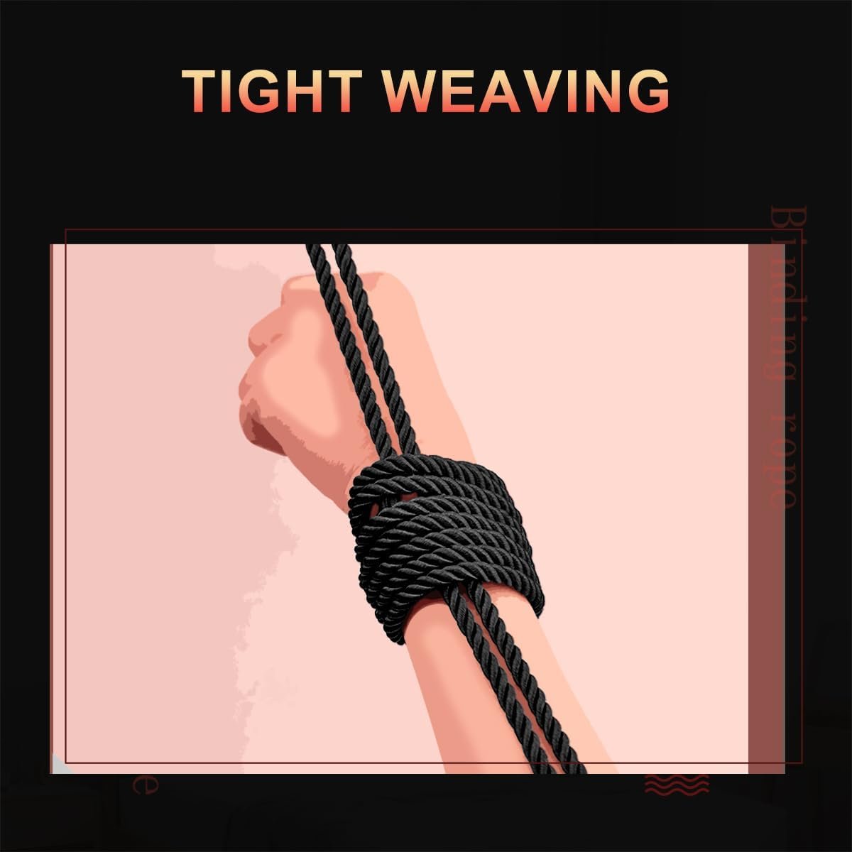 Bondage Rope Sex Gear, 32.8ft/10m, Adult Sex Play Flirting Bondage BDSM Shibari (Black) - Image 2