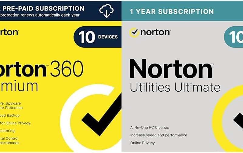 Bundle - Norton 360 Premium, for 10 Devices - Includes VPN, Cloud Backup & Dark Web Monitoring [Download] + Norton Utilities Ultimate – cleans and speeds up your PC, Windows PCs only [Download]
