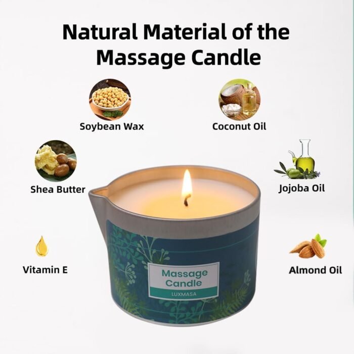 Soy Wax Scented Massage Oil Candles for Couples - Warm Body Oil Candle for Therapy -Low Temp Skin Moisturizing Lotion Candles 6.35OZ (Mystic Ocean Scent) - Image 4