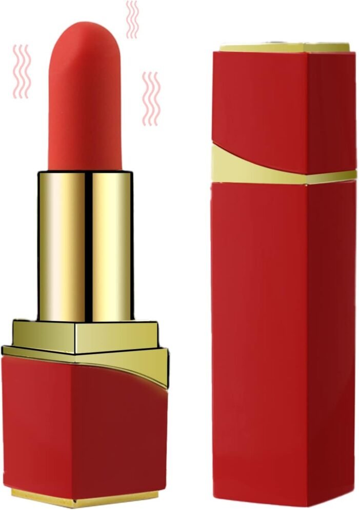 Bullet Lipstick G Spot Vibrator - Lipstick Shaped Tip with 10 Vibration Modes Discreet Pocket Womens Clitoral Vibrator for Her, Rechargeable Soft Powerful Vibrating Adult Sex Toys & Games Red