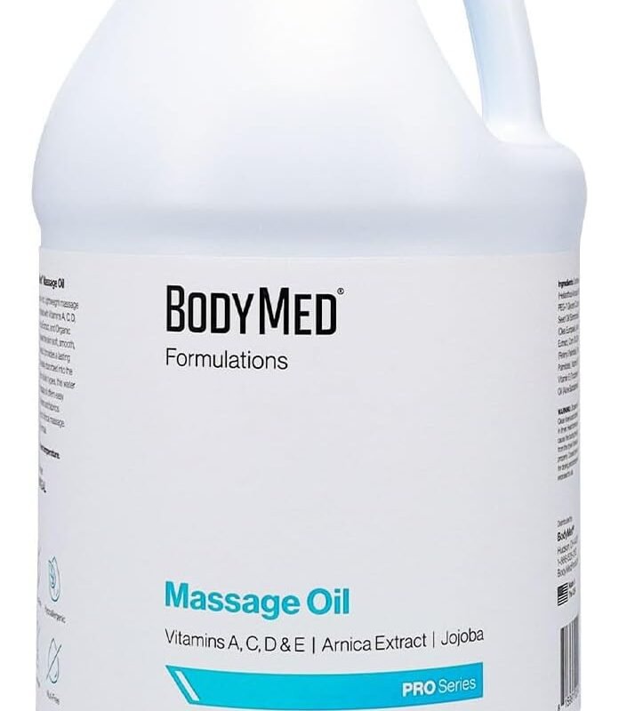 BodyMed Formulations Massage Oil, 1 gal. – Fragrance-Free, All-Natural Lotion for Massage Therapy – Leaping Bunny Certified – with Arnica Extract & Jojoba – Non-Staining, & Paraben Free