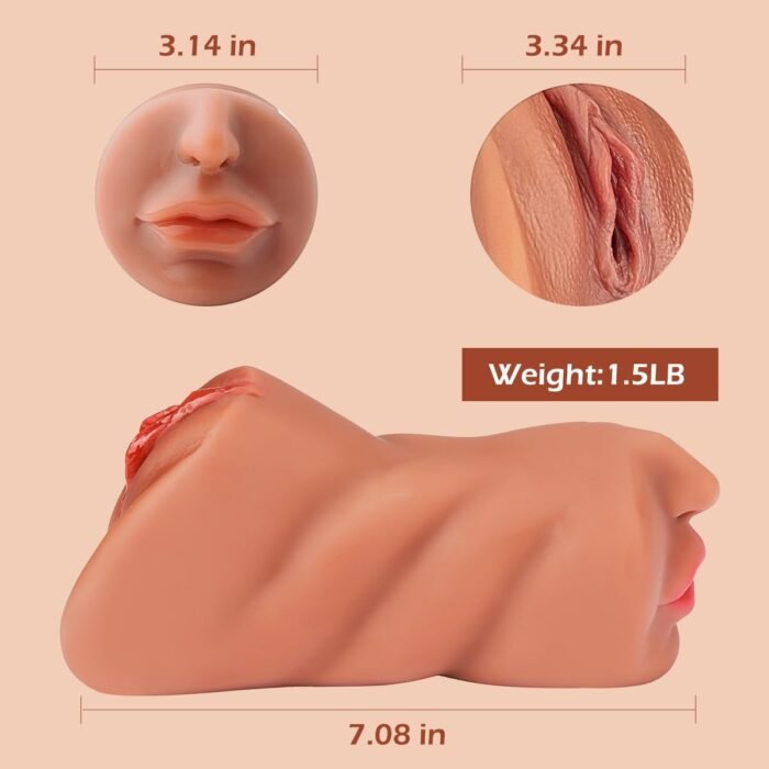 3 in 1 Pocket Pussy Male Masturbators with Lifelike Face, Sex Doll with Realistic Textured Mouth Vagina and Tight Anus, Masturbator Male Stroker Deep Throat Oral Adult Sex Toys for Men Pleasure(Brown) - Image 5