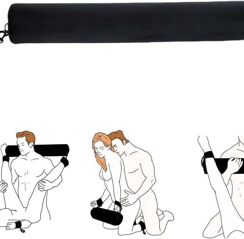 Sex Pillow Spreader bar BDSM Bondage Furniture Sex Toys with Handcuffs Ankle Cuffs Foam Cushion for Round Cylinder Pillow Adult Toys for Couples Women