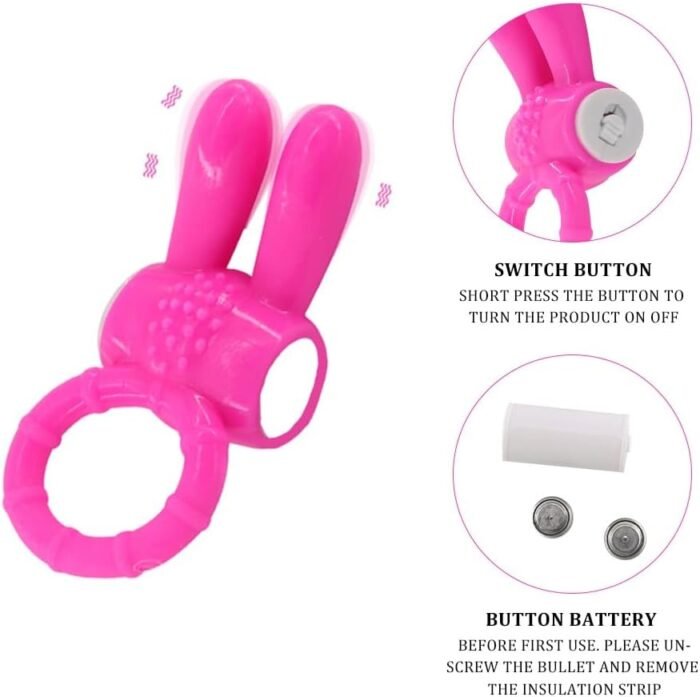 Silicone Vibrating Cock Ring with Rabbit Ears,Penis Ring for Couples Sex Toys G-spot Stimulation for Man Couples Sex Play Waterproof - Image 4