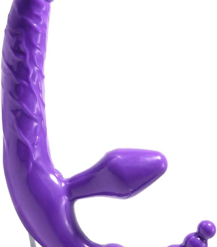 Double-Ended Strapless Strap-On Thrusting Vibrator Dildo - Thrusting Curved Dildo with Flexible Bulb - G-Spot & Clitoral Stimulation - Adult Female Sex Toy for Women & Lesbian Couples