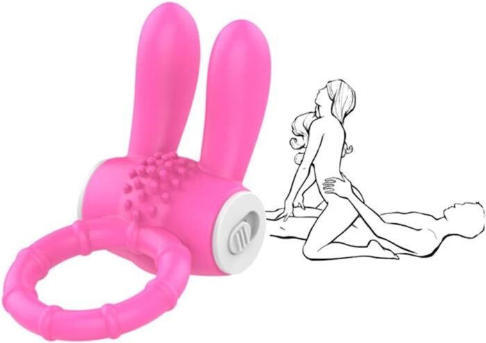 Silicone Vibrating Cock Ring with Rabbit Ears,Penis Ring for Couples Sex Toys G-spot Stimulation for Man Couples Sex Play Waterproof
