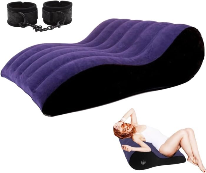 Sex Sofa Sex Furniture Cushion Inflatable Sex Pillow with Bondage Handcuffs Sex Toys for Deeper Position Support Ramp for Adult Women Men