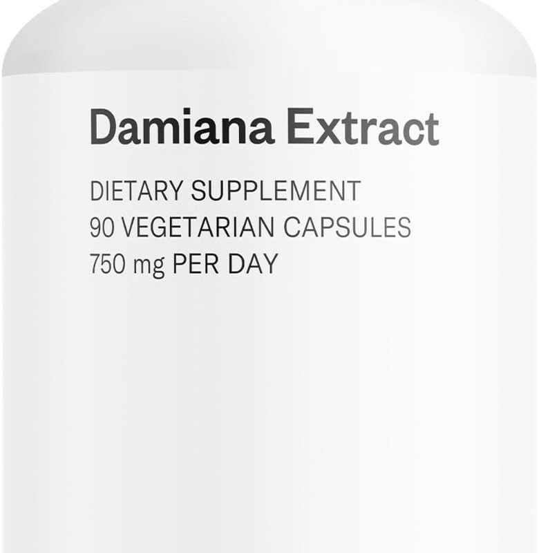Supersmart - Damiana Extract 750mg per Day (Turnera Herb) - Damiana Leaf Supplement for Women & Men | Non-GMO & Gluten Free - 90 Vegetarian Capsules