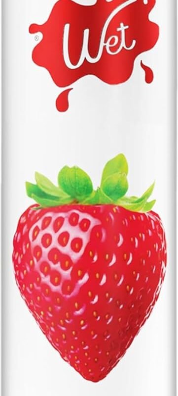 Wet Water-Based Flavored Lube for Men, Women & Couples, 3 Fl Oz (Sexy Strawberry) - Long-Lasting Premium Personal Lubricant Safe to Use with Latex Condoms - Gluten Free & Sugar Free
