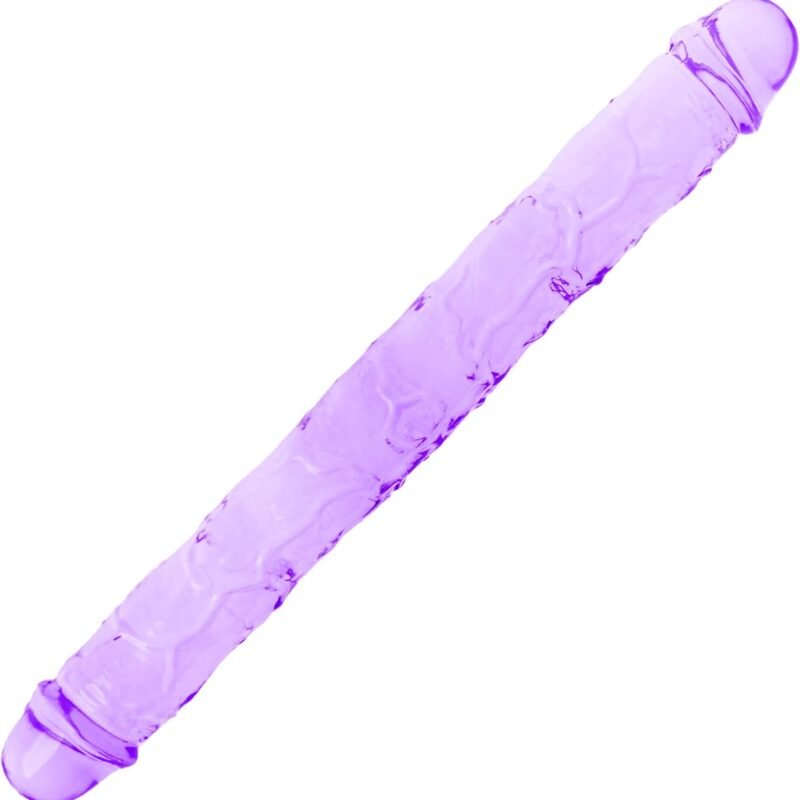 11.8 * 1.37 Inches Double Dildo Crystal Jelly Realistic Anal Long Dildo Penis Soft and Flexible with Veins and Glans Adult Sex Toys for Women/Men/Lesbian Purple