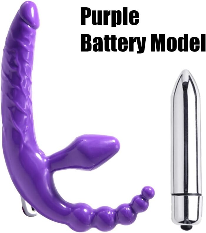 Double-Ended Strapless Strap-On Thrusting Vibrator Dildo - Thrusting Curved Dildo with Flexible Bulb - G-Spot & Clitoral Stimulation - Adult Female Sex Toy for Women & Lesbian Couples - Image 2