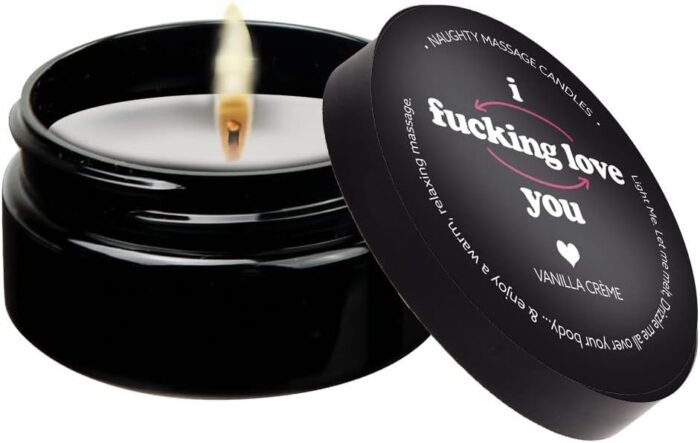 Kama Sutra Massage Candle I F*cking Love You Vanilla Creme - 1.7 Oz Funny Dirty Candle for Boyfriend Girlfriend, Wife, Husband, I Love You Gifts, Birthday, Anniversary, Christmas, Valentine