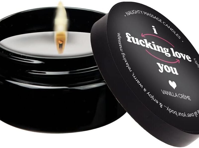 Kama Sutra Massage Candle I F*cking Love You Vanilla Creme - 1.7 Oz Funny Dirty Candle for Boyfriend Girlfriend, Wife, Husband, I Love You Gifts, Birthday, Anniversary, Christmas, Valentine