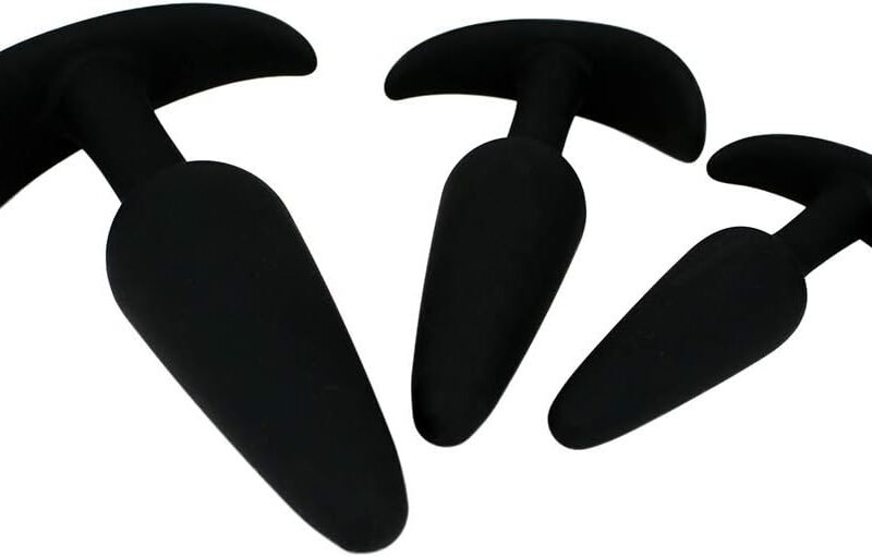 Anal Trainer Anal Plug 3PCS Silicone Adult Sex Toys, Eastern Delights Anal Sex Toys Kit for Beginner Couples, Black