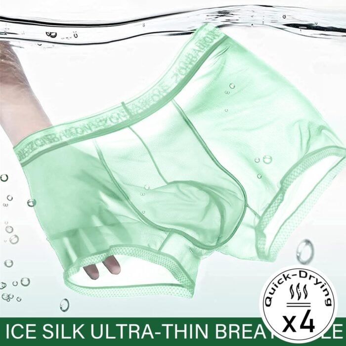 YINYOUYU Mens Sexy Ice Silk Underwear See Through Boxers Sheer Trunks Ultra Thin Bulge Pouch Boxer Briefs - Image 2