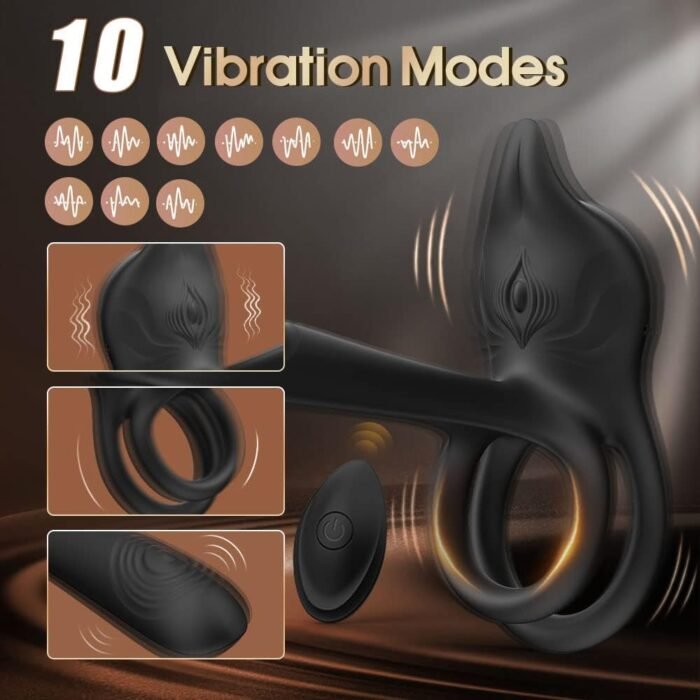 Vibrating Cock Ring Adult Sex Toys for Men, 3 in 1 Penis Ring Vibrator with 10 Vibration Modes G-Spot & Clitoral Stimulator, Silicone Couples Sex Toy Adult Sex Toys Vibrators for Men Women - Image 2