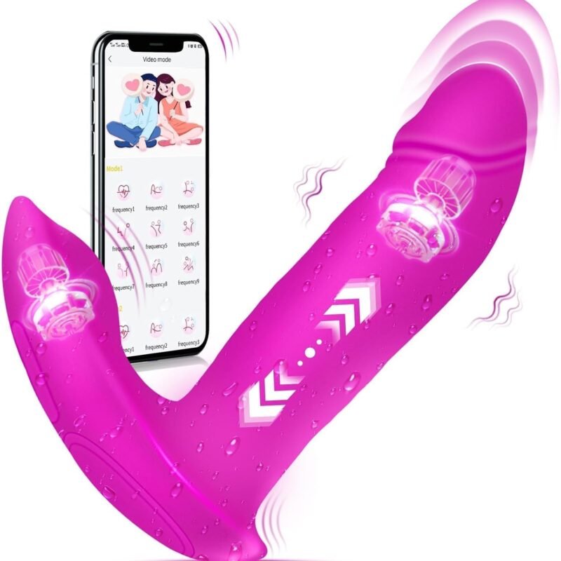 Thrusting Dildo G Spot Vibrator, 3 in 1 Adult Sex Toys for Women Wearable Vibrator with App Remote Control and Strapless Strap-On Dildos, Butterfly Couples Sex Toy Sexual Pleasure Tools for Women