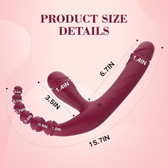 Strapless Strap-On G-Spot Dildo Vibrator with 10 Modes & Remote Control, Anti-Slip Silicone Realistic Triple Headed Vibrating Butt Plug, Adult Anal Sex Toys for Women Lesbians Couples - Image 2