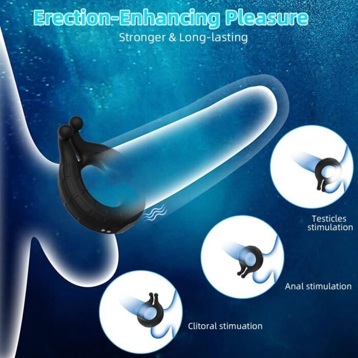 Vibrating Cock Ring TRACROD Male Sex Toys for Men Penis Ring Vibrator with 10 Vibrating Patterns, Pleasure Couples Vibrator with G Spot Clitoris Stimulator，Adult Sex Toy & Games for Couples Women - Image 2