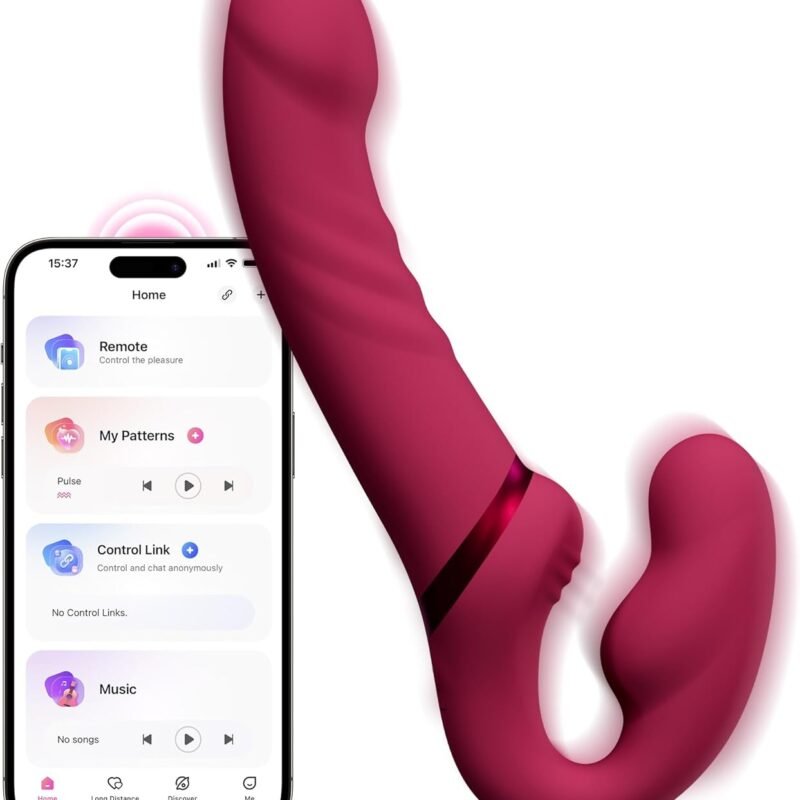 LOVENSE Lapis Strapless Strap on Dildos Double-Ended G Spot Vibrator with Flexible Bulb Vibrating Butt Plug Adult Toy & Game Remote Control Clitoral Stimulator Sex Toys for Women Lesbian Couple