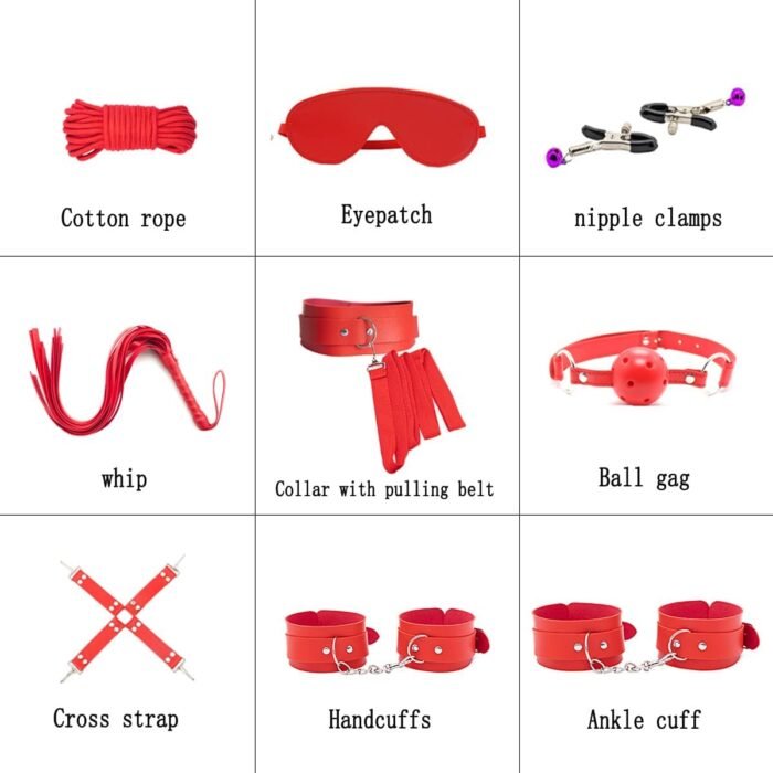 Sex Whip BDSM Adult Couples Games Anal Plug Dildo Bondage for Sex 32 Pcs BDSM Leather Bondage Sets Restraint Kits for Women and Men Adult Sex Toys - Image 3