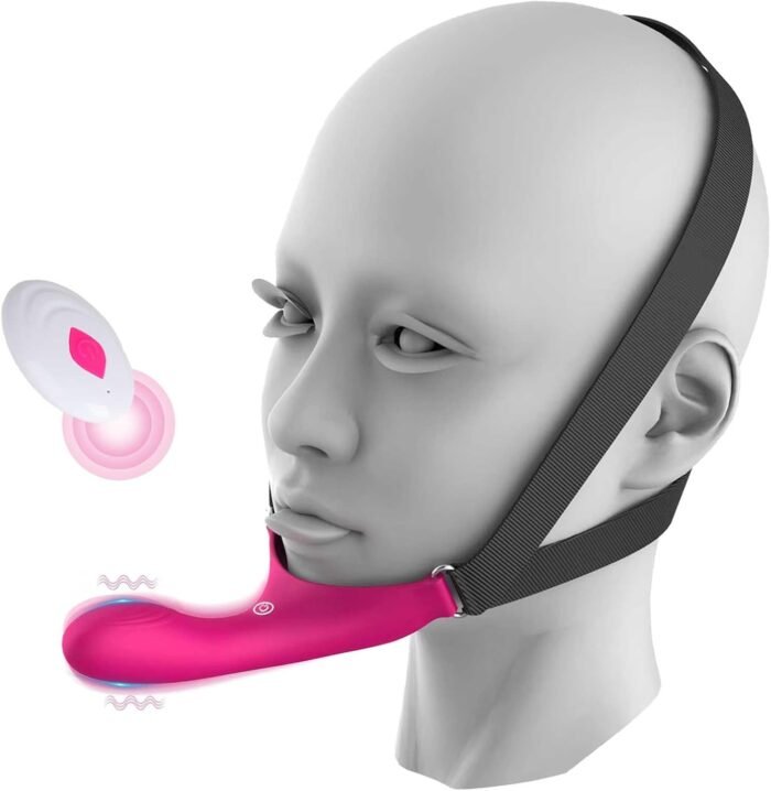 Strap-On Face Chin Harness Vibrator Dildo, Wearable Head-Mounted Dildo Strap with 10 Vibrating Modes for G-Spot and Anal Stimulation, Head Oral and Solo Play, Adult Couples Funny Sex Toys
