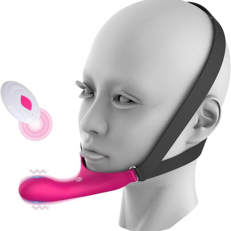 Strap-On Face Chin Harness Vibrator Dildo, Wearable Head-Mounted Dildo Strap with 10 Vibrating Modes for G-Spot and Anal Stimulation, Head Oral and Solo Play, Adult Couples Funny Sex Toys