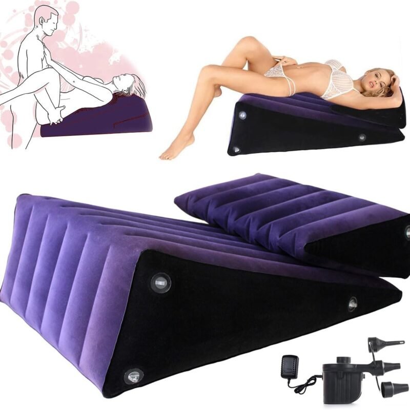 Sex Wedge Position Pillows Set with Electric Inflator, Inflatable Sex Aids Cushions for Adult Couples, Triangle Sex Furniture Toys for Bed Games