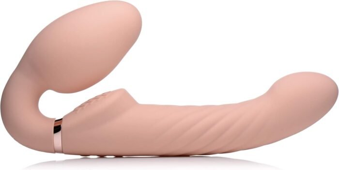 Strap U Strap-u 10x Swirl Ergo-fit Inflatable & Vibrating Strapless Strap-on - Beige - Image 4