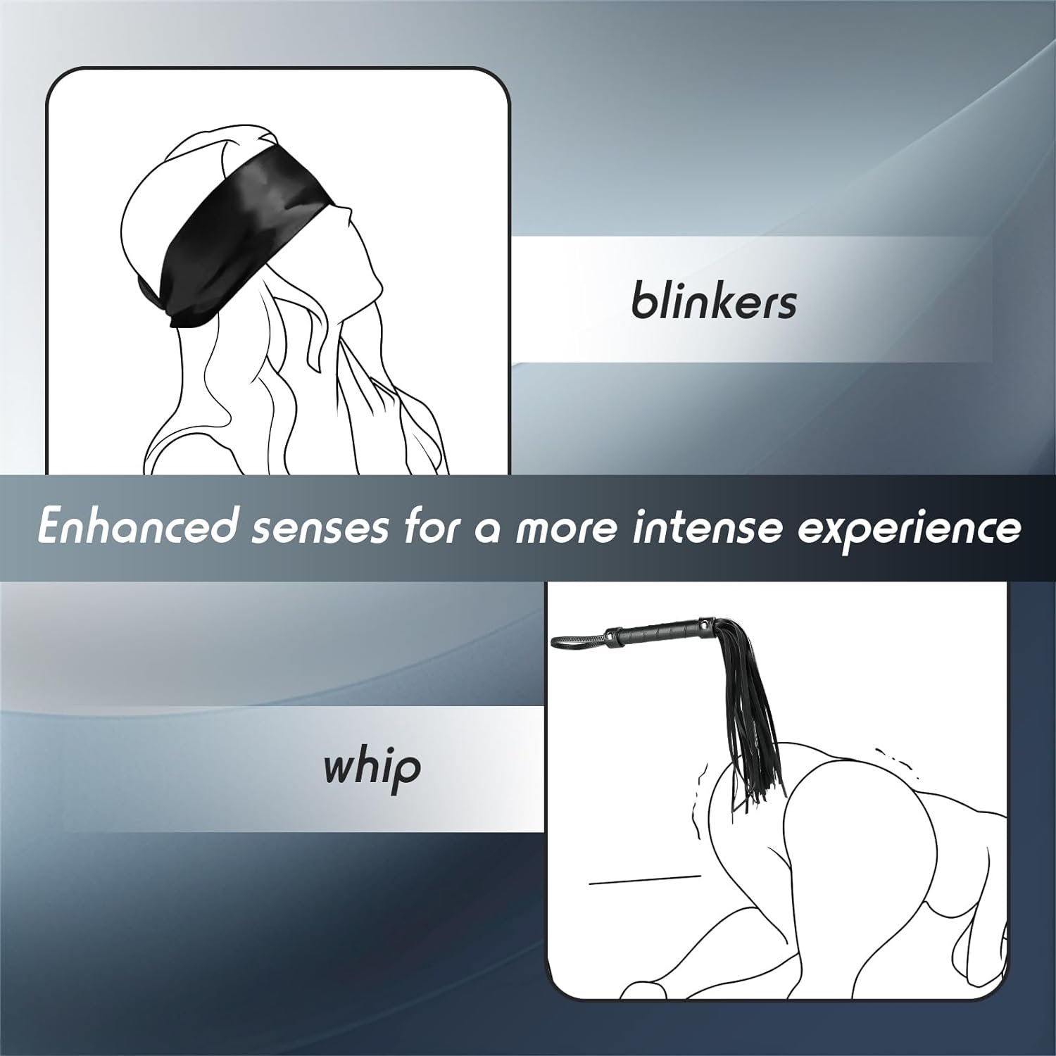 Spreader Bar Bondage Restraints BDSM Kit Couples Sex Toys, Adult Sex Toy with 4 Adjustable Cuffs, Whip & Blindfold, Bondage Gear & Accessories Sex Straps Swing Rope Set for SM Game (Black) - Image 6