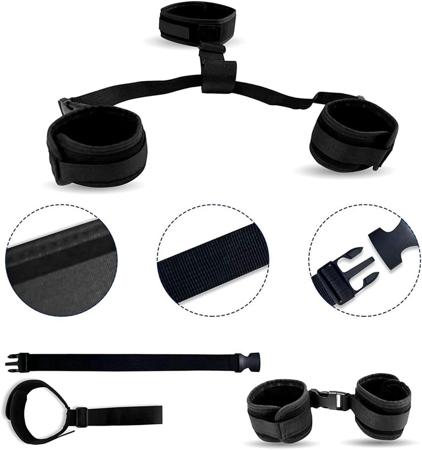 BDSM Sex Bondage Restraints Kit Set Toys Sex Resistance Bands Women Bed Restraint for Queen Sized Bed Straps for Adult Play Queen Bed Couples Fuzzy Handcuffs Hand Cuff Set for Adults Bedroom Sweater - Image 2