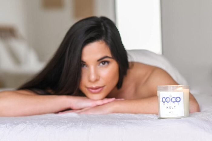 Coco Bliss Melt - Massage Candle Natural Coconut Moisturizing Body Oil Candles Women, Men & Romantic Couples | Essential Oil Candle Vanilla, Vitamin E Almond Oil, Cocoa Butter - 8 Oz - Image 6