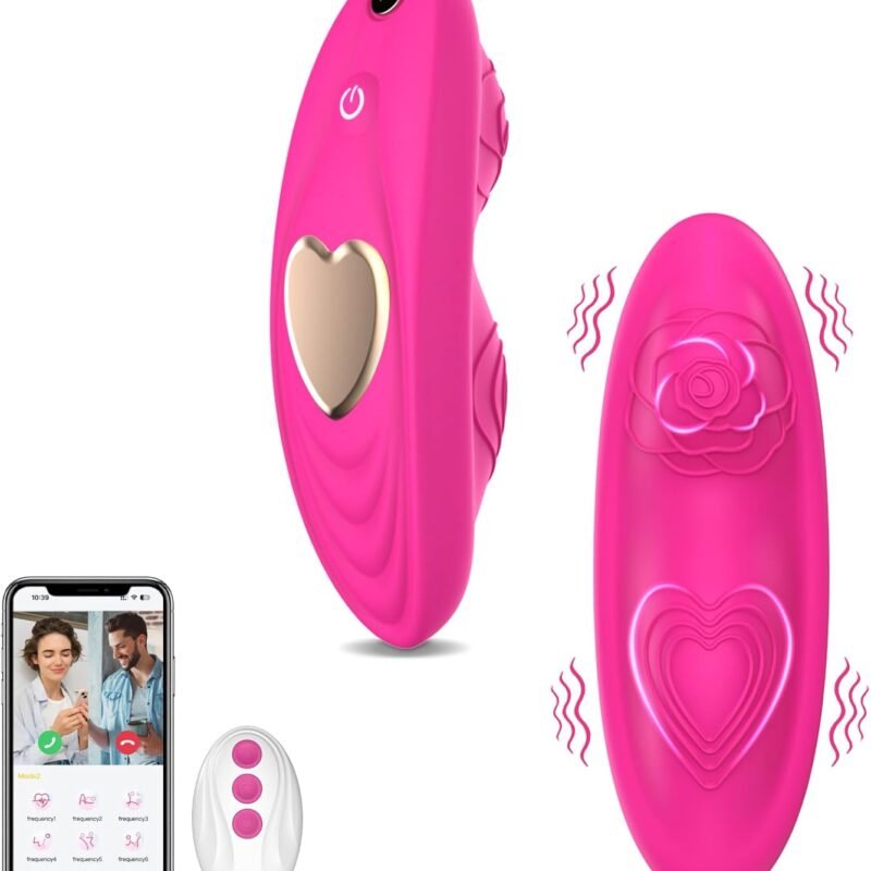 Adult Sex Toys for Women or Couples Vibrator, Dual 9+9 Vibration Modes Independent Control by APP or Remote, Mini Butterfly Vibrators Rose Sex Toy (Rose)