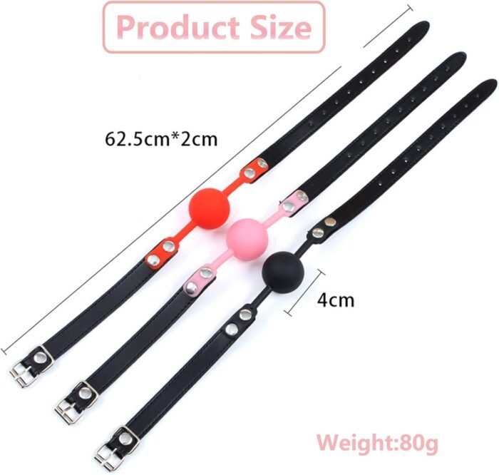 Leather Restraints Ball Mouth Plug Silicone Bondage Ball Gag Silicone Bondage Ball Gag for Sex, BDSM Restraints Toys Sex Gag Muzzles (B3) - Image 2
