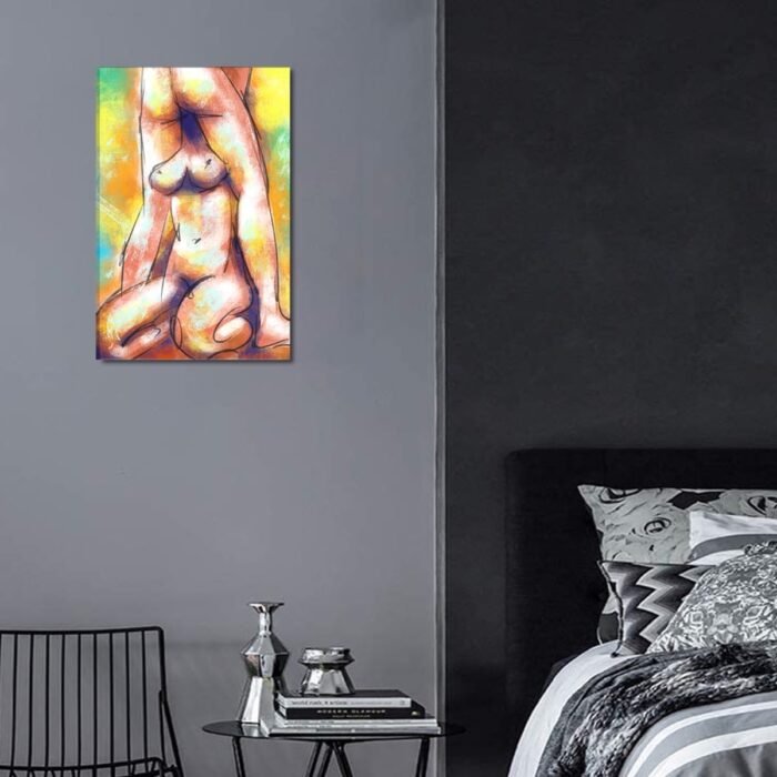 Yatsen Bridge Sexy Wall Decor for Bedroom Abstract Nudes Wall Art Couple Painting Art Print on Canvas Erotic Wall Art for Bar Hotel Apartment Wall Decor Framed Ready to Hang - 11.5x15 inch - Image 3