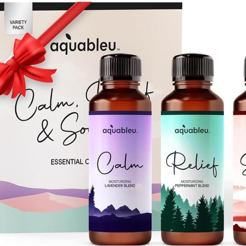 Essential Massage Oil Gift Set - Serenity Trio Sooth, Calm, Relief Includes Lavender, Peppermint & Eucalyptus Massage Oil Blends 80 ML in Beautiful Packaging - Great Gift for Women