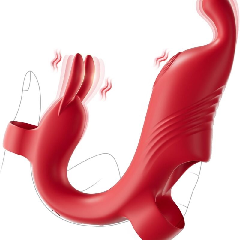 Finger Vibrator for Couples - Clit and G-Spot Stim Massaging Female Sex Toy - 10 Patterns - Whisper Quiet & Waterproof - Rechargeable - Adult Sex Toys & Games for Women and Couples Red