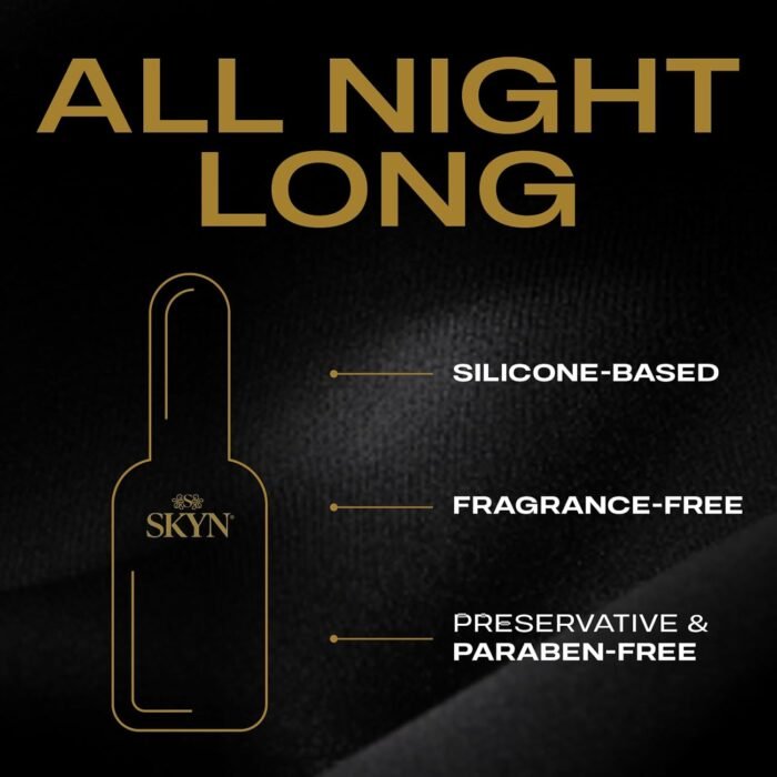 SKYN All Night Long Silicone-Based, Long Lasting Lube (2.7 oz) for Men, Women and Couples, Safe with Latex and Non-Latex Condoms - Image 4