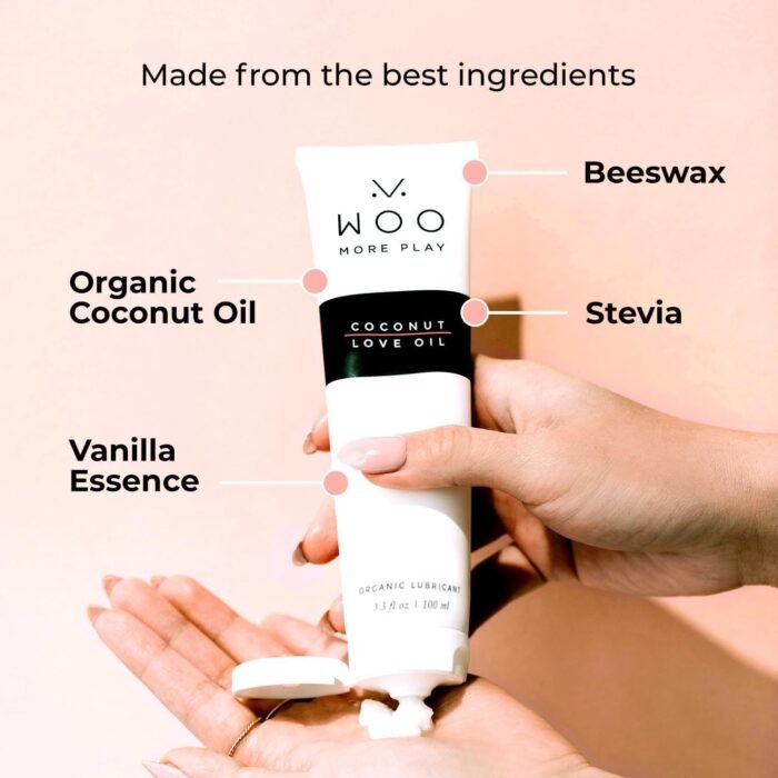 Woo More Play Coconut Love Oil | Organic Coconut Oil Personal Lubricant for Men and Women | Natural and Clean Ingredients | Doubles as Massage Oil | Relaxing Scent | 3.3 fl Oz - Image 2