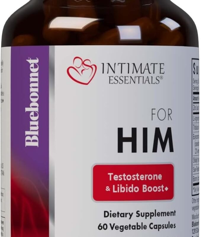 Bluebonnet Nutrition Intimate Essentials for Him, Testosterone & Libido Boost*, on-GMO, Vegan, Kosher Certified, Gluten-Free, Soy-Free, Milk-Free, 60 Vegetable Capsules, 30 Servings