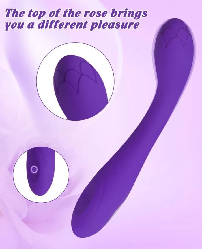 Alovegarden Clitoral G Spot Powerful Rose Vibrator, Waterproof Dildo Clitoral Stimulator with 10 Vibration Modes, Softer and Flexible Sex Toy for Women or Couples, Vibrator for Women (Purple) - Image 3