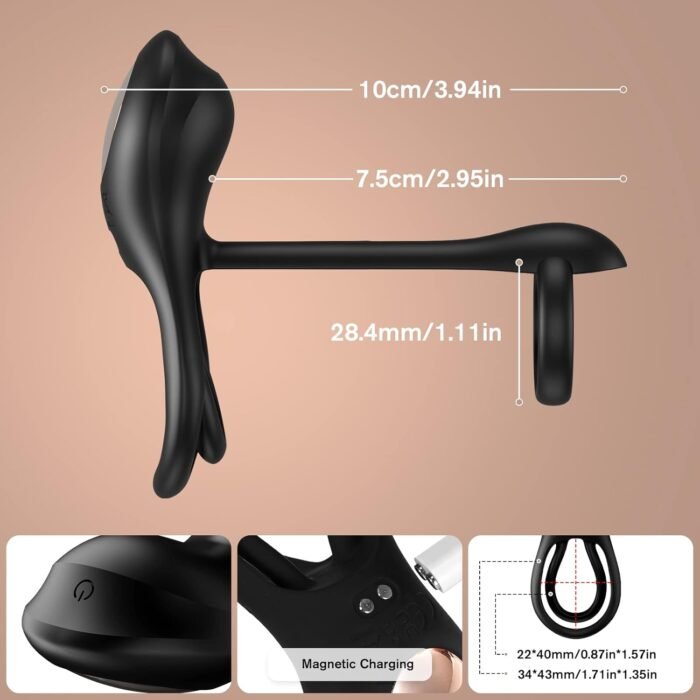 Vibrating Cock Ring Sex Toys - 3 in-1 Adult Couples Sex Toys Silicone Waterproof G-spot, Clitoral Stimulator with 10 Vibration Modes for Women, Double Penis Ring for Men to Longer Harder Erection - Image 5