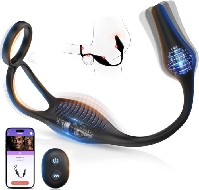 Male Sex Toy Prostate Massage - Powerful Precise Continuous Stimulate Prostate with 7 Modes APP Remote Control, Prostate Toy Male Vibrator Vibrating Penis Ring Dildo Adult Sex Toys for Couples Men
