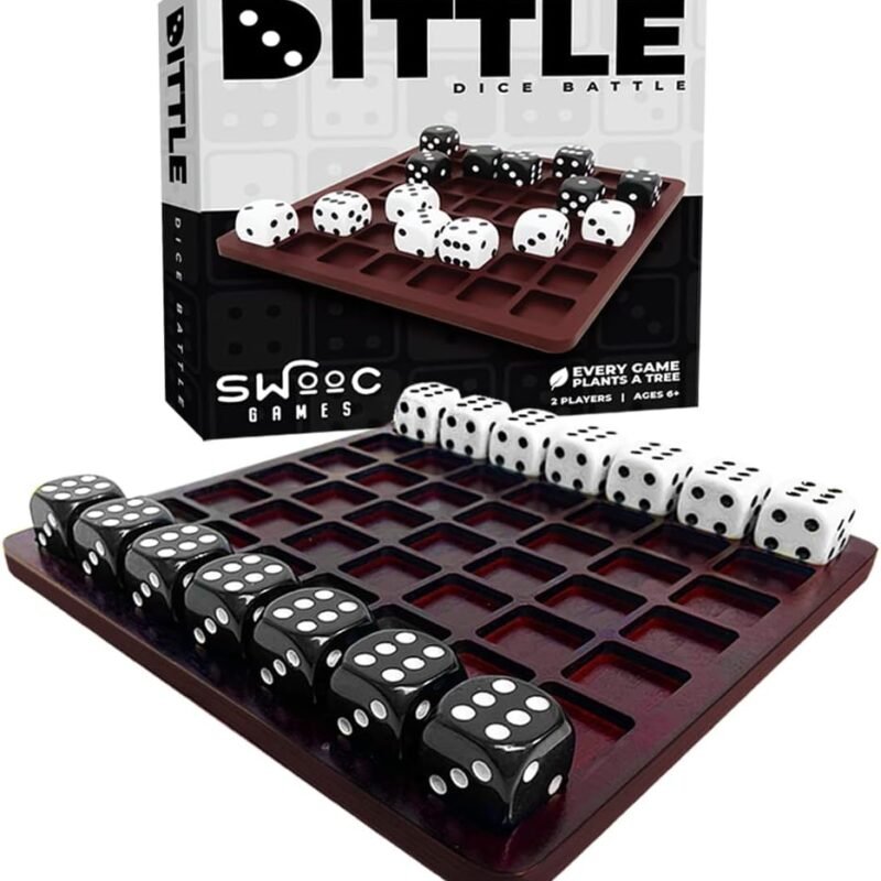 Dittle™ - Dice Battle | 2 Player Dice Games for Adults | Adult Board Games for 2 Players | Best Two Player Games for Adults | 2 Person Wooden Coffee Table Games | Bar Games for Adults Indoor Tabletop