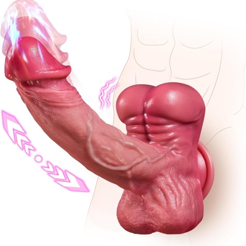 Thrusting Dildo Vibrator Sex Toys - 5in1 Muscular Realistic Dildo with 9 Thrusting & Vibrating Modes and Heating for G-spot Clitoral Anal Toys Stimulation,Adult Sex Toys Dildos for Women & Couple