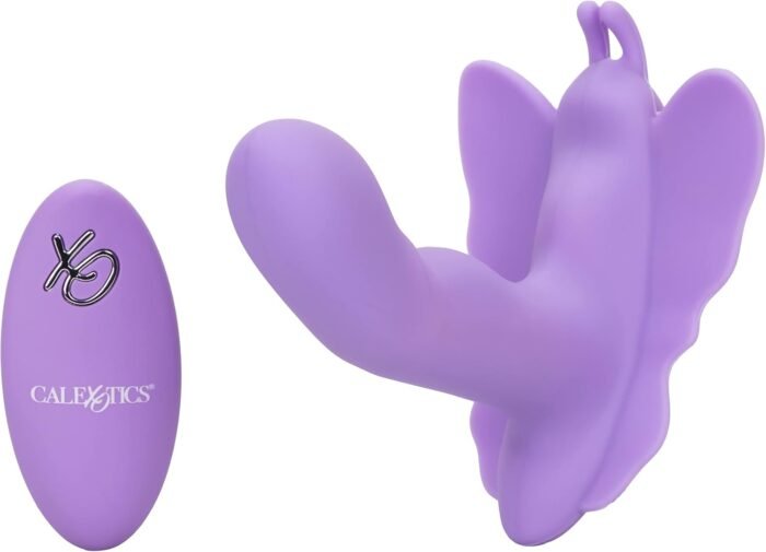 CalExotics Venus Butterfly Silicone Remote Rocking Penis – Hands Free Strap On Personal Massager Probe with Controller – Waterproof Adult Vibrator Sex Toy for Couples - Purple - Image 2