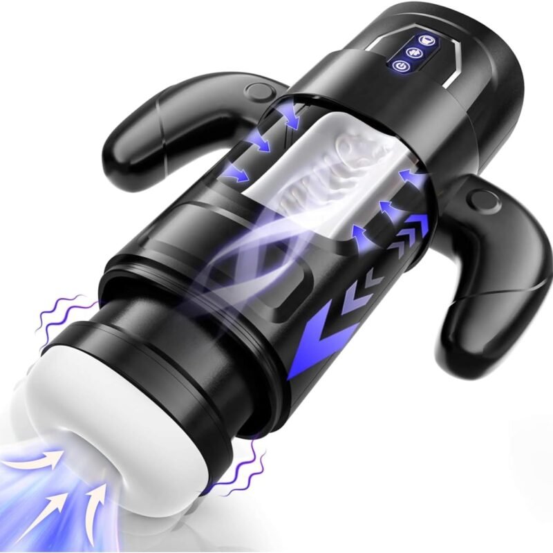 Electric Male Masturbator Sex Toy with 6 Thrusting & 3 Suction, Automatic Sucking Male Masturbation Cup with Handle, Penis Pump Pocket Pussy Male Stroker Vibrator for Adult Men VT05104