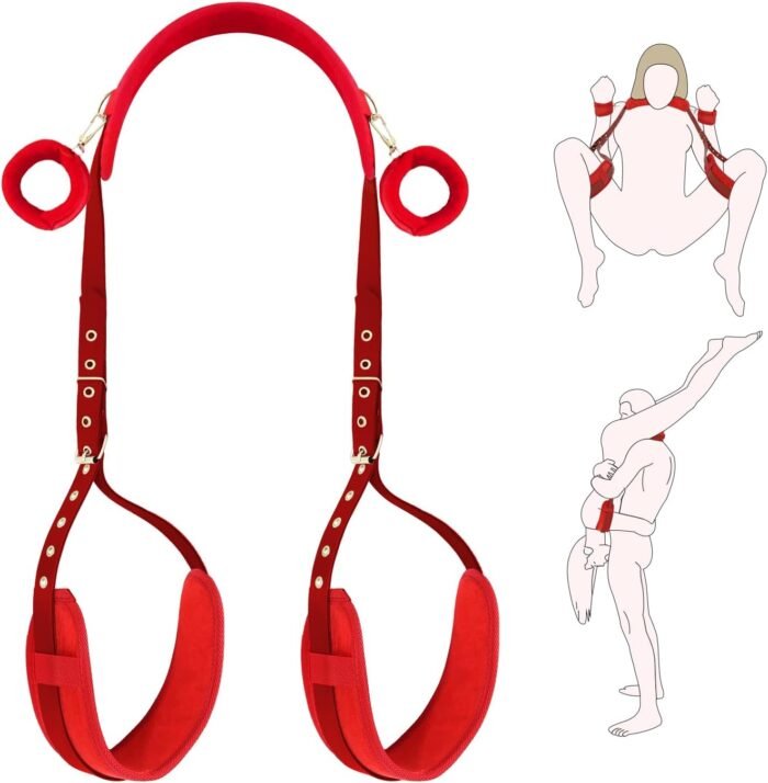 Sex Bondage BDSM Restraints Kit - Neck to Thigh/Ankle Bondage with Handcuffs Adjustable Wrist Cuffs,Bed Restraints BDSM Thigh Sling,Sex Things for Couples Kinky,Adult Sex Toys for Couple Women